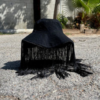 Privacy Fringe Hat Black Linen