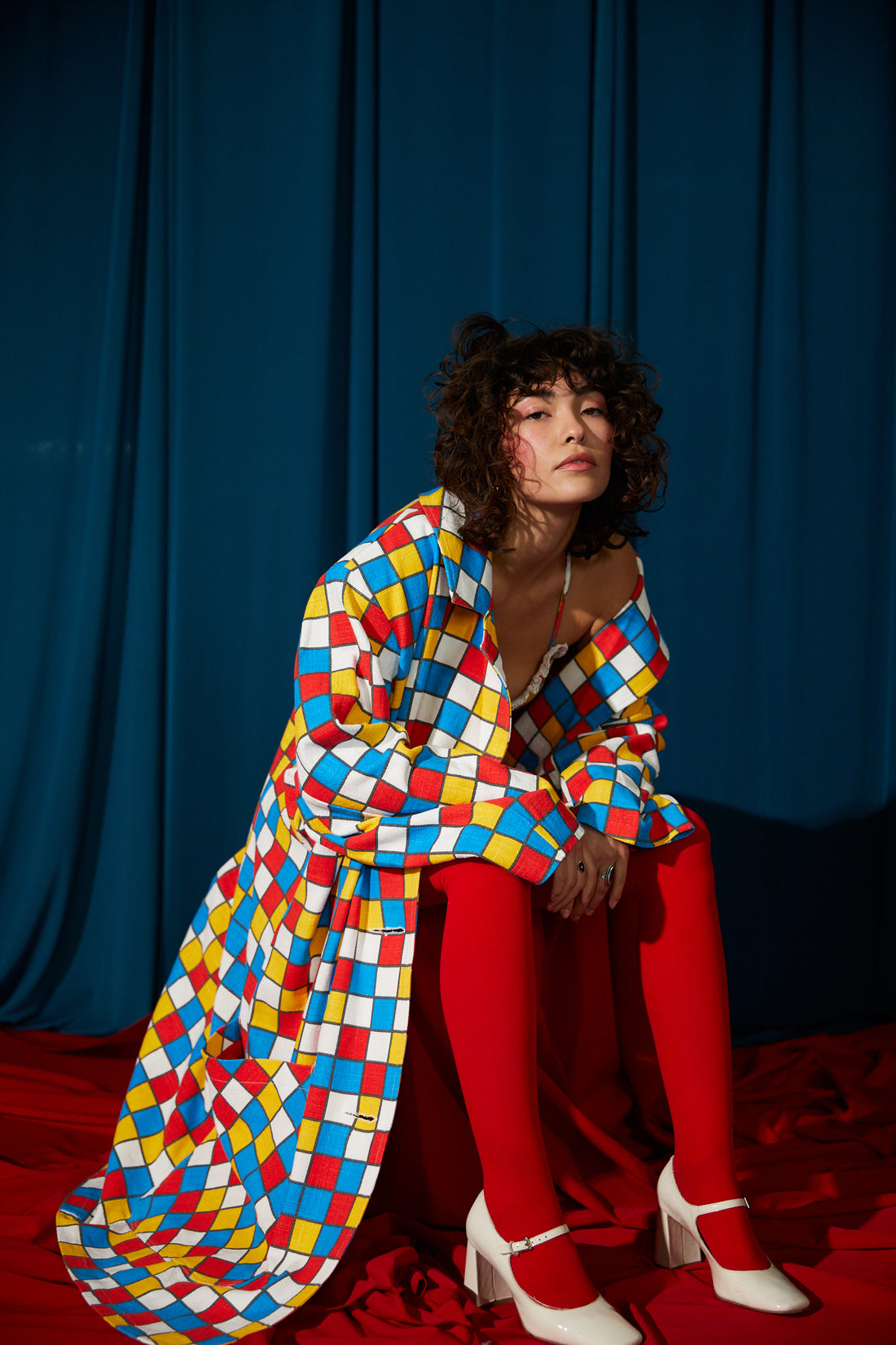 Primary Check Linen Clown Blazer