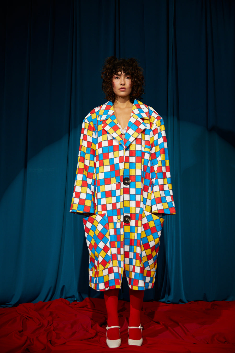 Primary Check Linen Clown Blazer