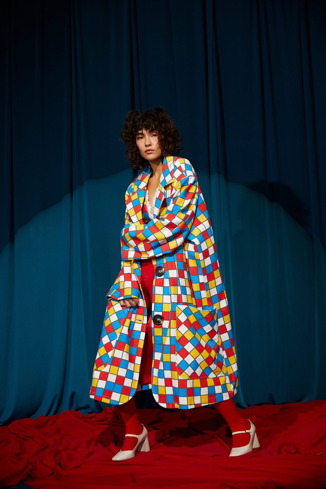 Primary Check Linen Clown Blazer