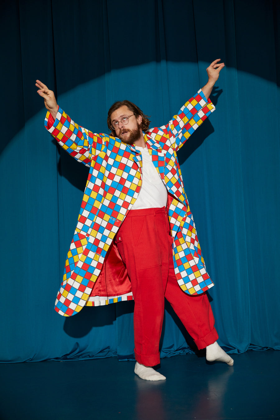 Primary Check Linen Clown Blazer