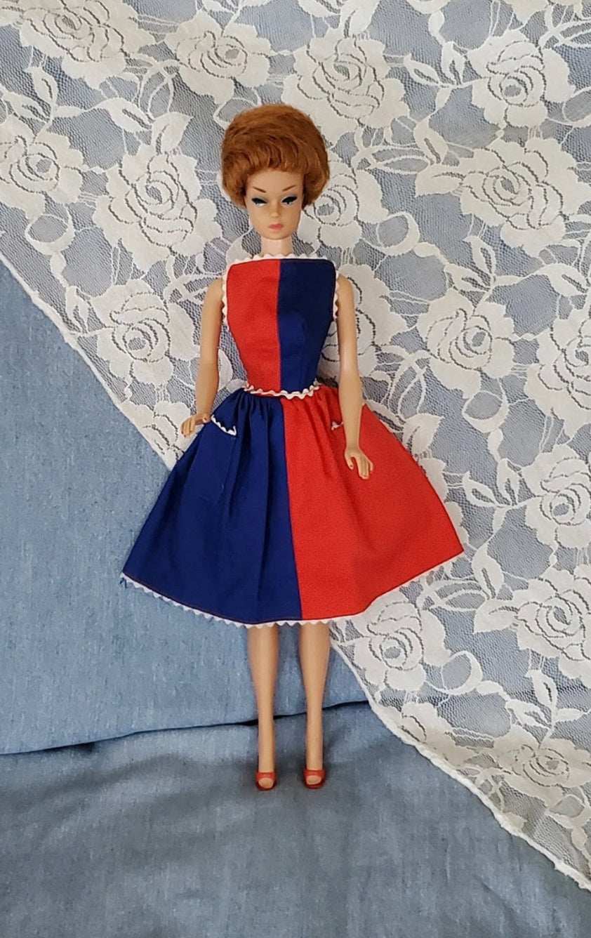 60s Barbie Mini Dress 1X / Red/Blue 60s Barbie Mini Dress 1X / Red/Blue