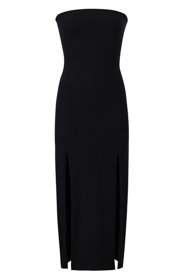 SEXY CARTOON Tencel Rib Tube Dress Black