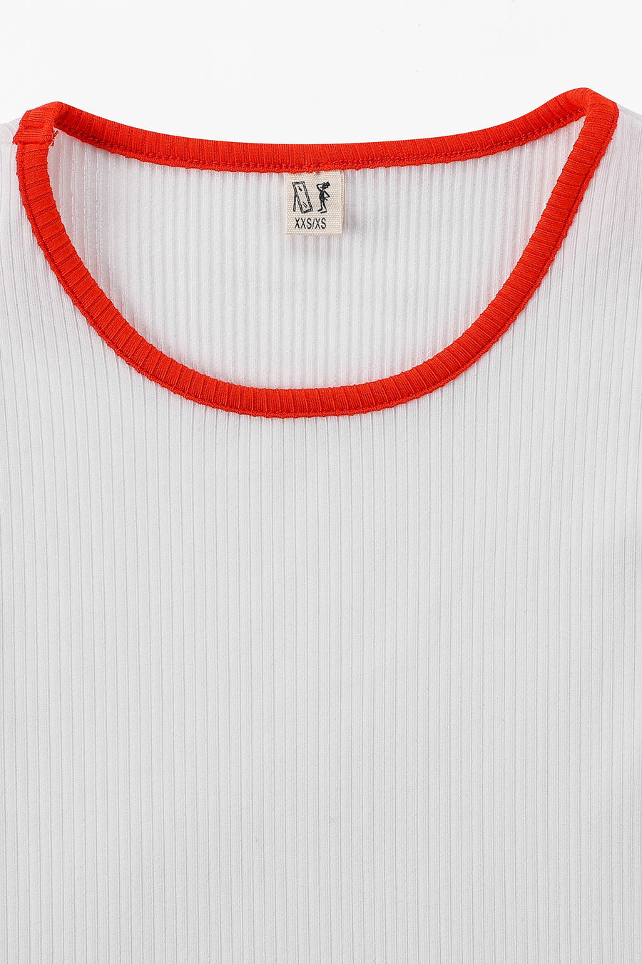 Tencel Rib Crop Tank White/Red