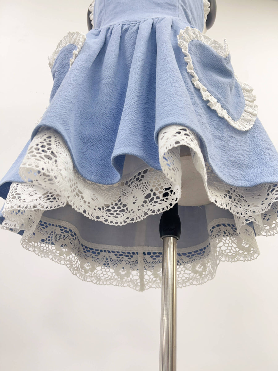 Sweetheart Linen halter Dress Light Blue