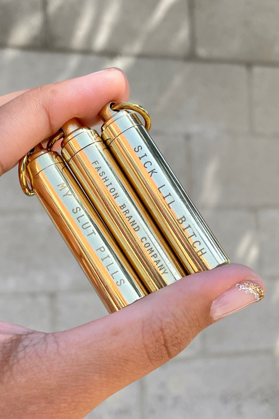 MY SLUT PILLS Brass Pill Holder Keychain