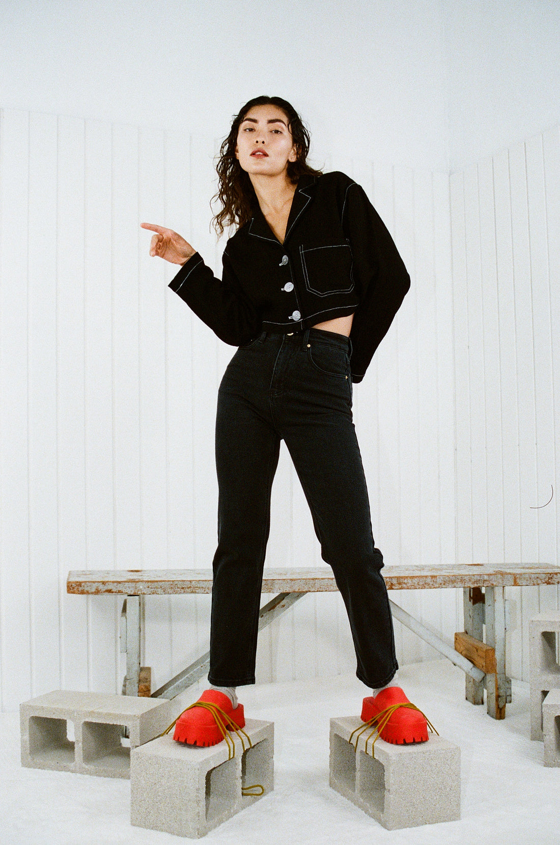 End of the World Black Crop Linen Jacket