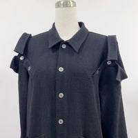Unisex Black 3 Collar Linen Chore Jacket