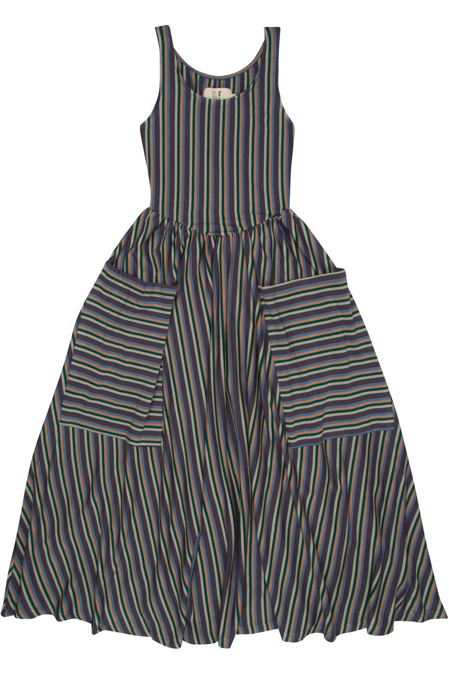Giant Pockets Maxi Dress Rainstorm Stripe
