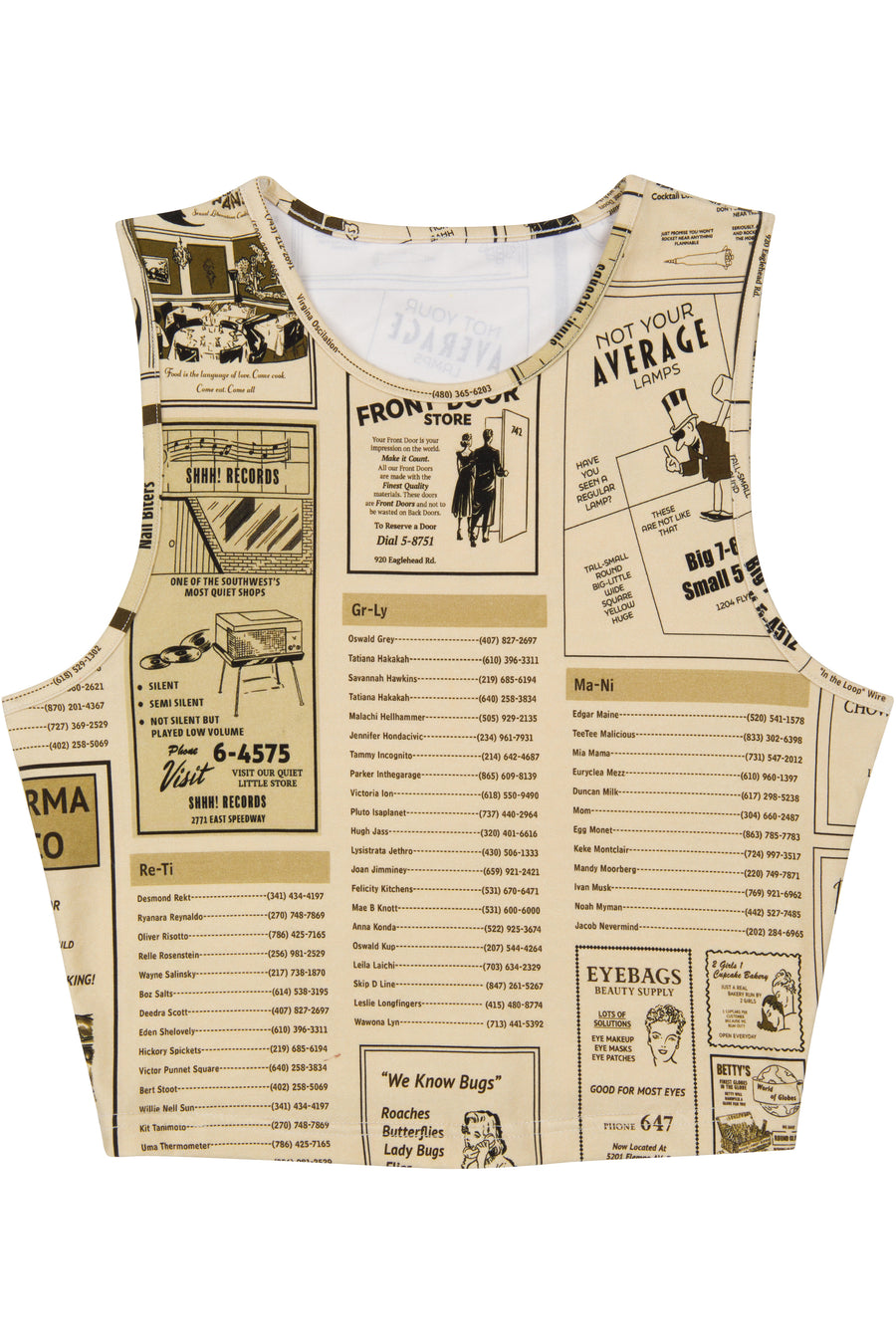 YELLOW PAGES Stretchy Crop Tank