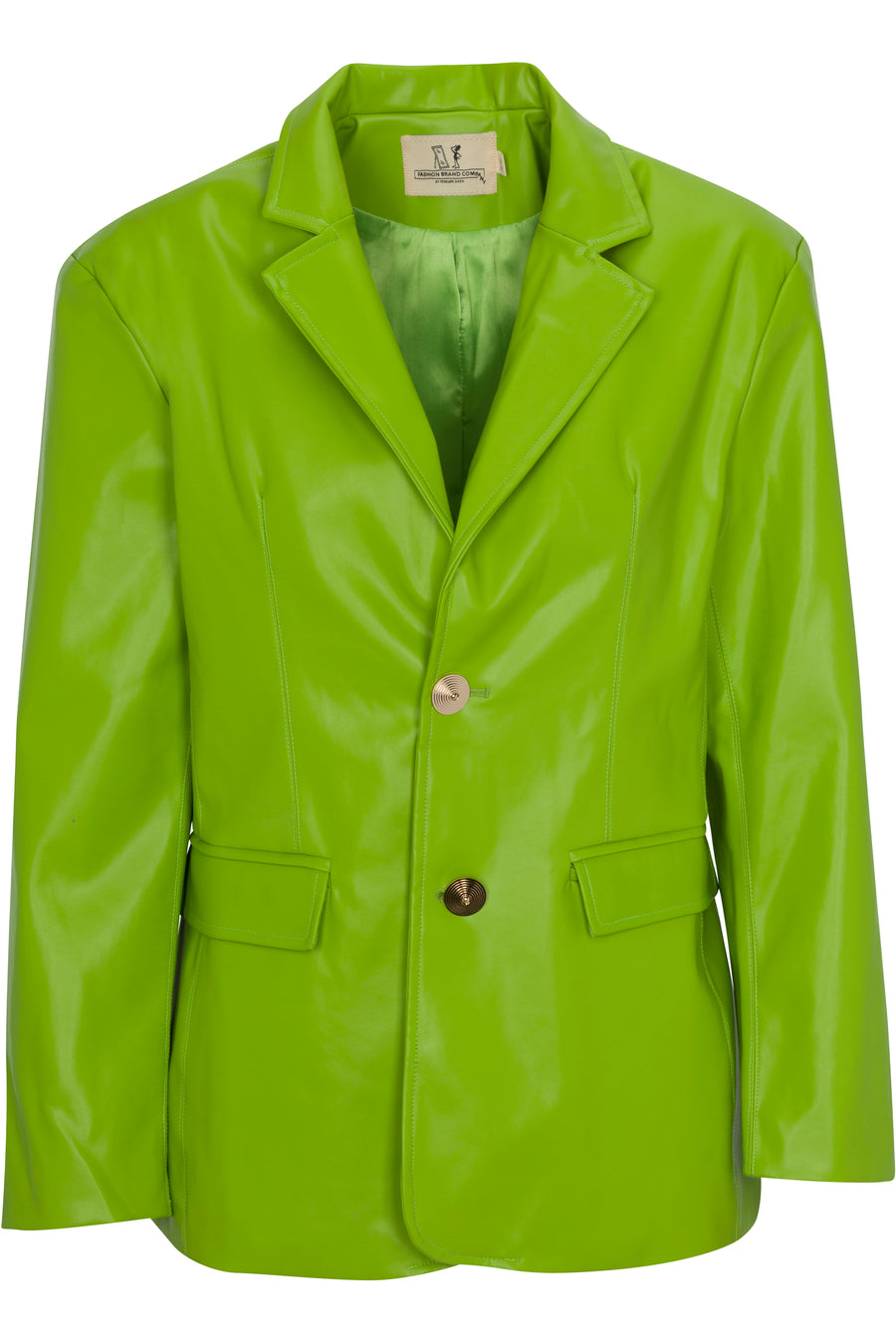 Lime Plant Leather Blazer