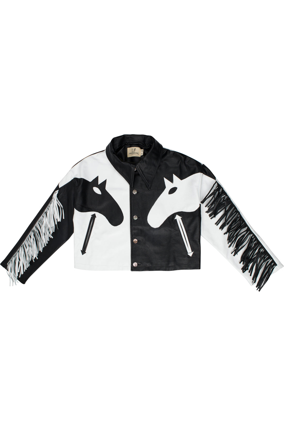 REAL LEATHER Dueling Horses Crop Jacket