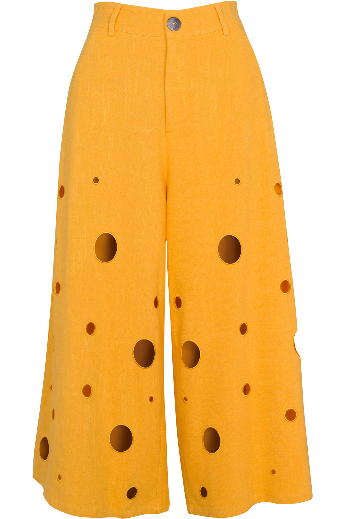 Swiss Cheese Linen Wide Leg Trousers