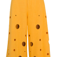 Swiss Cheese Linen Wide Leg Trousers