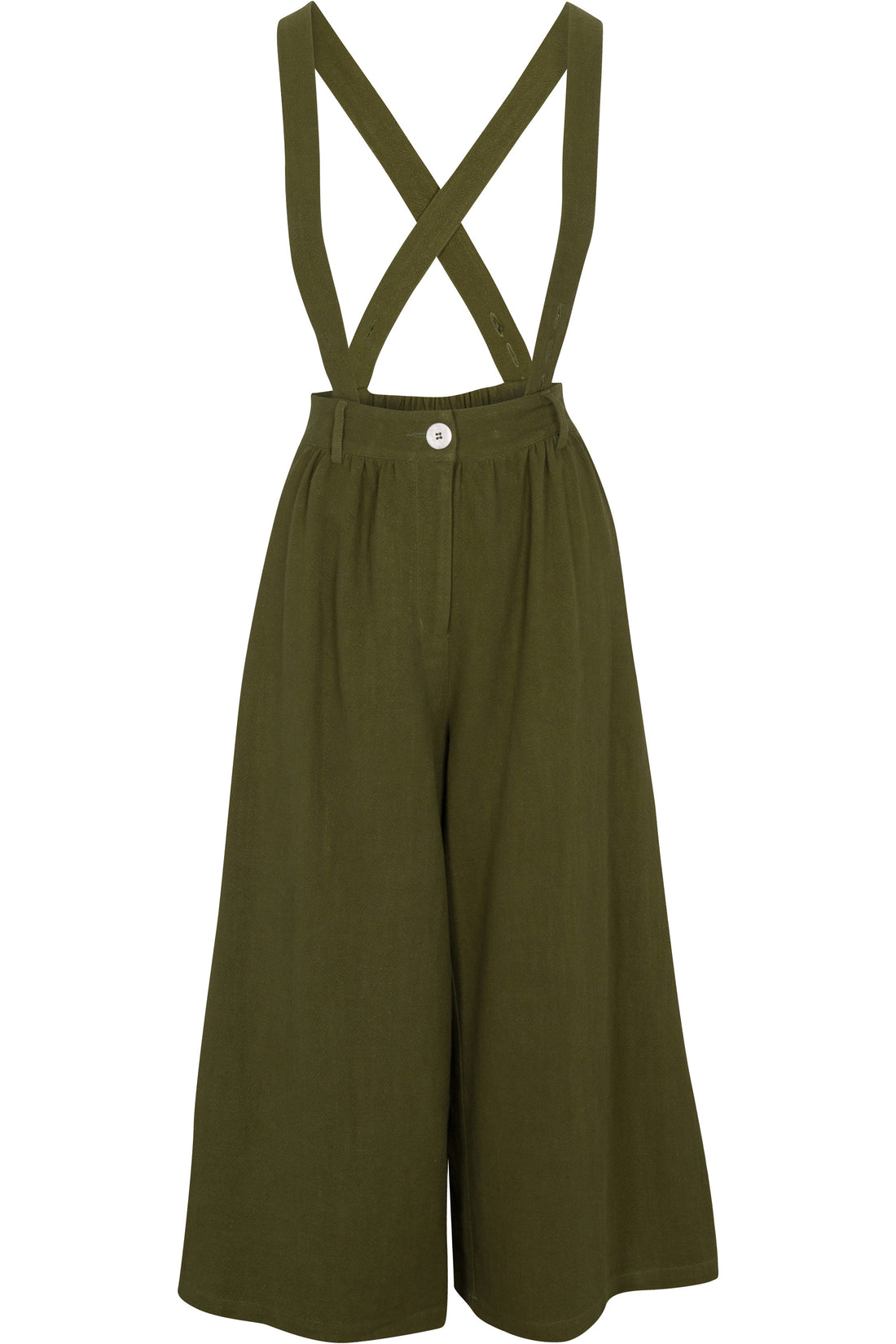 Moss Suspender Linen Wide Leg Trousers