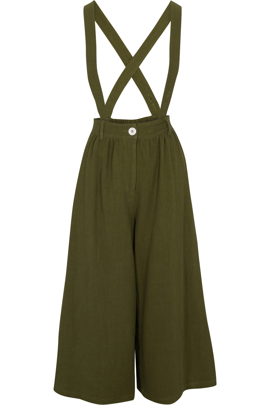 Moss Suspender Linen Wide Leg Trousers