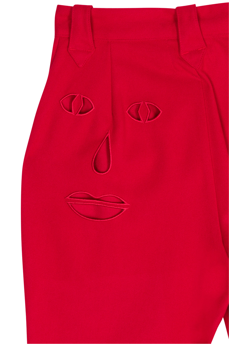 Face cut out Red Trousers