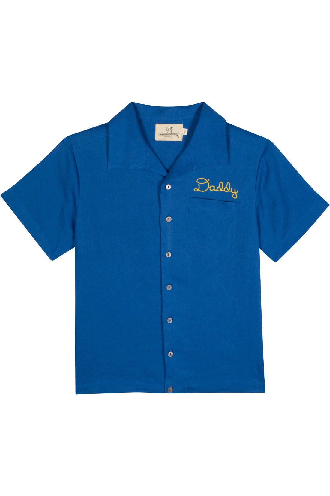 Unisex Daddy Bowling Shirt Blue Linen