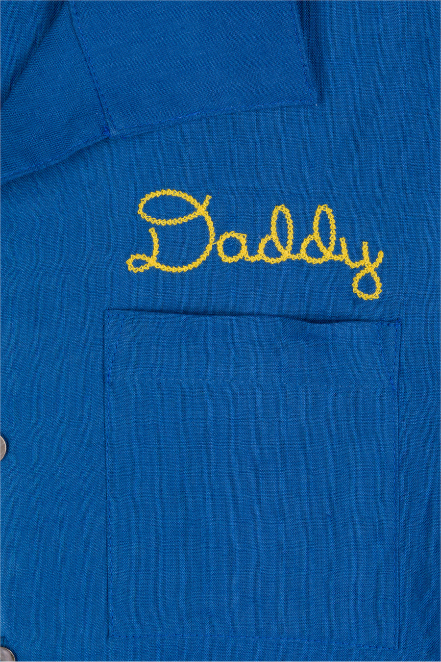 Unisex Daddy Bowling Shirt Blue Linen