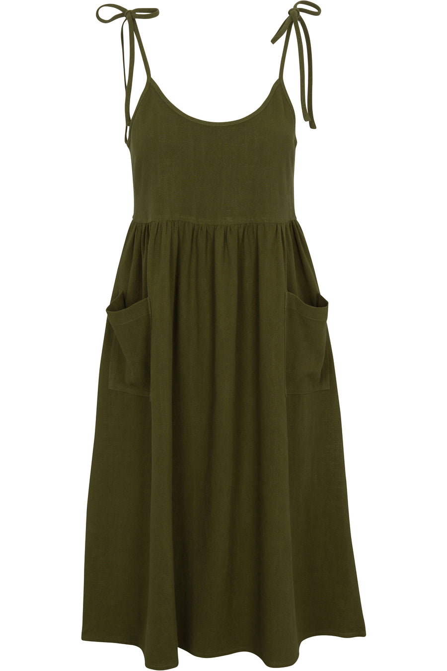 Breeze on my Genitals Dress Linen Moss