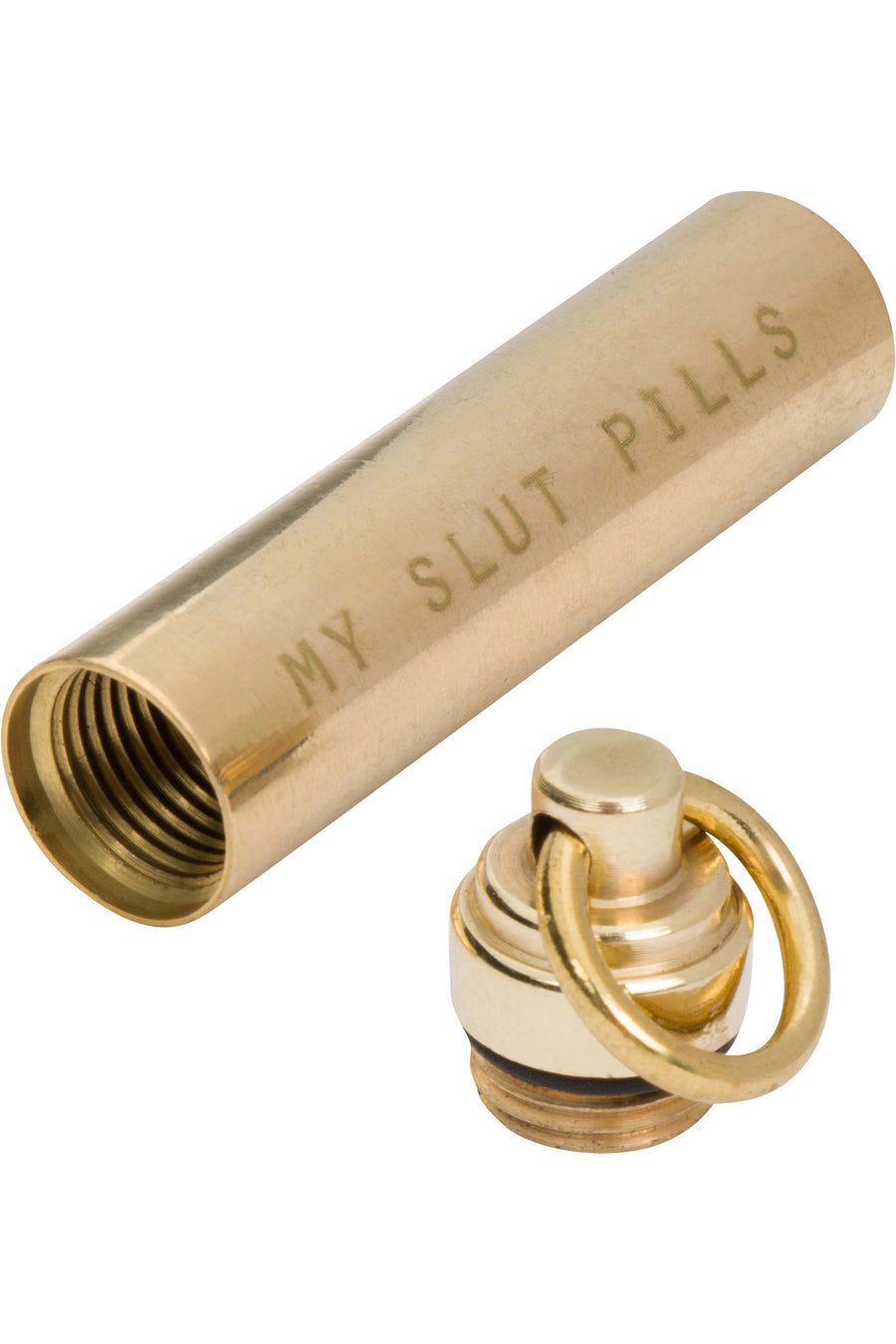 MY SLUT PILLS Brass Pill Holder Keychain