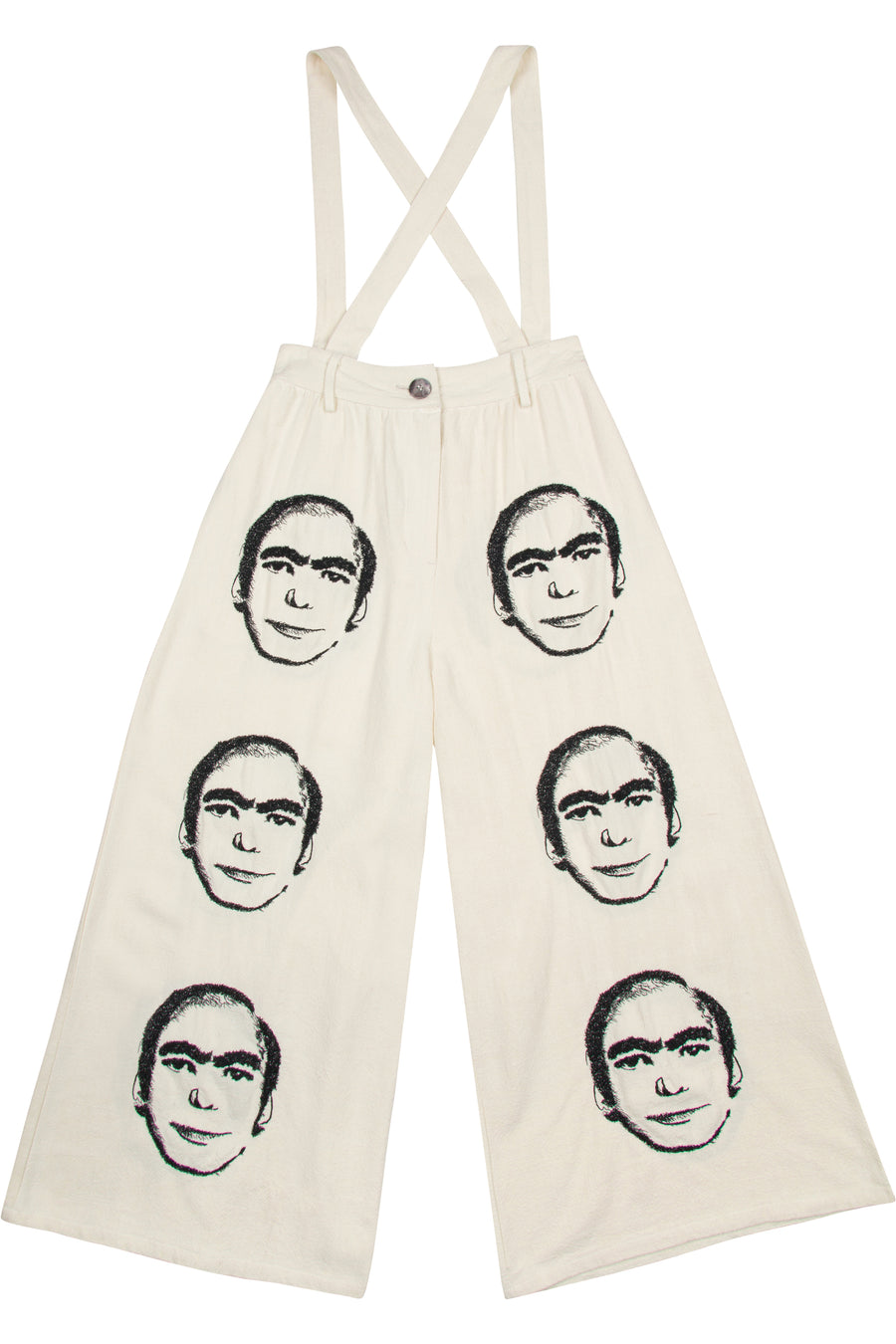 THIS MAN Suspender Linen Wide Leg Trousers