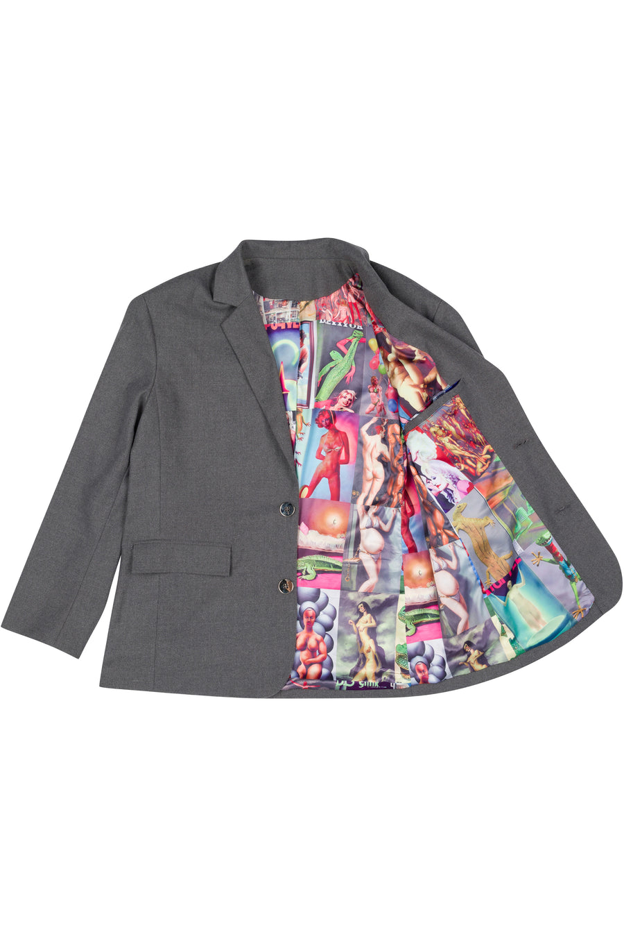 Unisex Gray Business Man Blazer with AI Collage Lining