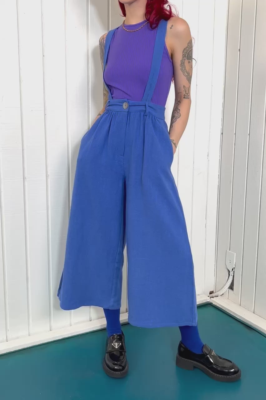 French Blue Suspender Linen Wide Leg Trousers – Fashion Brand Company