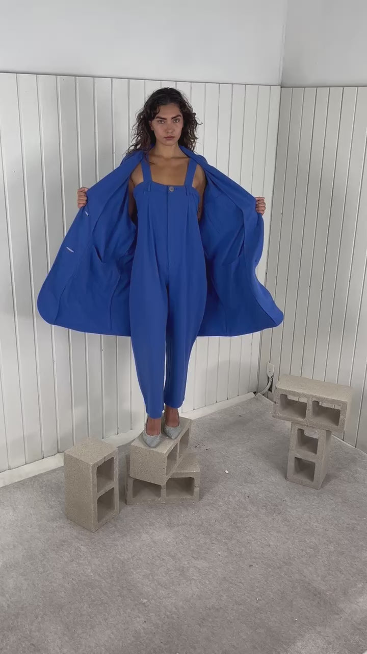 French Blue Clown Pants Jumpsuit
